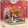 LOZ Building Blocks Educational Toy Traditional Chinese Architecture Pavilion with Lantern Firework Tree Pig Rabbit and Kid H