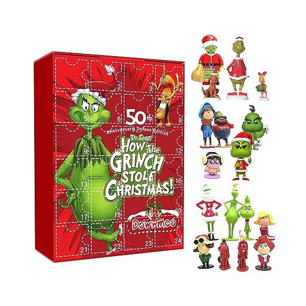 Calendrier de lAvent de Noël Grinchs, calendrier de lAvent 2023 avec 24 jouets de Noël, cadeaux du calendrier de lAvent du