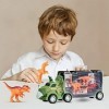 Oderra Dinosaure Camion -Jouet Dinosaure, Voiture Enfant avec 3 Mini Voitures de Jouet danimal de Dinosaure, Filles et Enfan