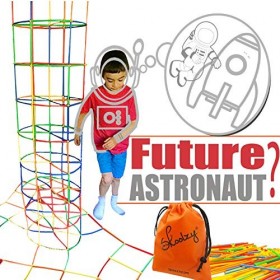 WYSWYG Jouet de construction STEM en paille - 200 pièces - Jouet éducatif en plastique durable et emboîtable pour tout-petits