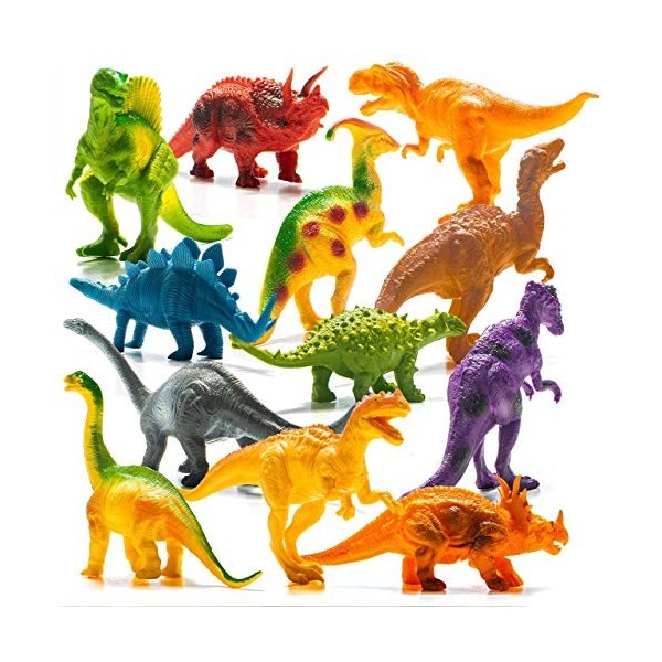 PREXTEX Coffret de 12 Figurines Dinosaures Ultra réalistes - découvrez des Jouets Dinosaures en Plastique de 18 centimètres d