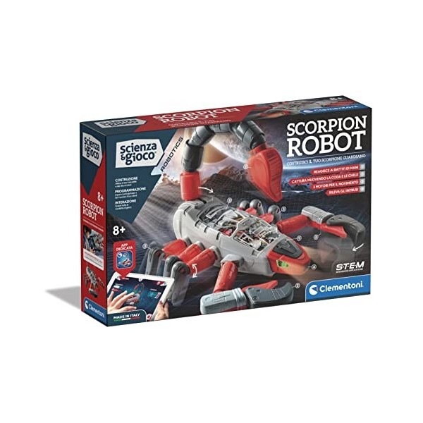 Clementoni - Science Robotics-Scorpion Set de Construction, Robot pour Enfants à Assembler, Kit de robotique Version en Ital