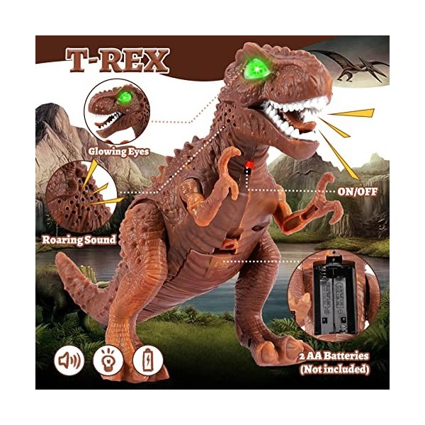 TOEY PLAY Dinosaure Jouet Enfant Garçons 3 4 5 Ans, Figurine Dinosaure T-Rex, Electrique Jouet Dinosaures, Marche et Rugissem