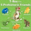 PREXTEX Set de Peluches Dinosaure T-Rex de 15 Inches/38 Centimètres avec Poche de Rangement à Fermeture Eclair Contenant 5 Ad