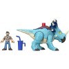 Imaginext Jurassic World figurine dinosaure Pachyrhinosaurus et une mini-figurine Lowery Cruthers, jouet pour enfant de 3 à 8