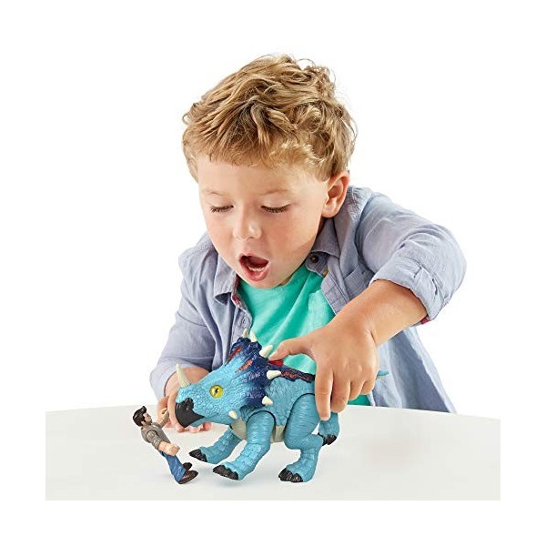 Imaginext Jurassic World figurine dinosaure Pachyrhinosaurus et une mini-figurine Lowery Cruthers, jouet pour enfant de 3 à 8