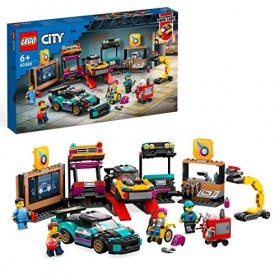 LEGO 60389 City Le Garage De Customisation, Jouet avec 2 Voitures, Atelier Automobile Et 4 Minifigurines, Idée Cadeau Enfants
