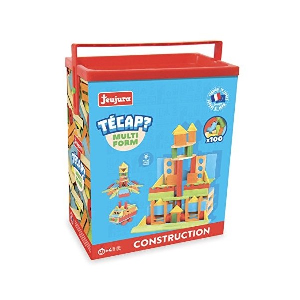 Jeujura - 8344- Jeux de Construction-Tecap Baril de Planchettes Multiform - 100 Pieces