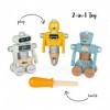 Janod - Robots Bricokids en Bois - Jouet de Construction - Apprentissage Motricité Fine et Imagination - Dès 3 ans, J06473
