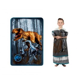 Franco Jurassic World Dominion Velociraptor et Rexy T-Rex Couverture super douce en peluche micro Raschel pour enfants Bleu 1
