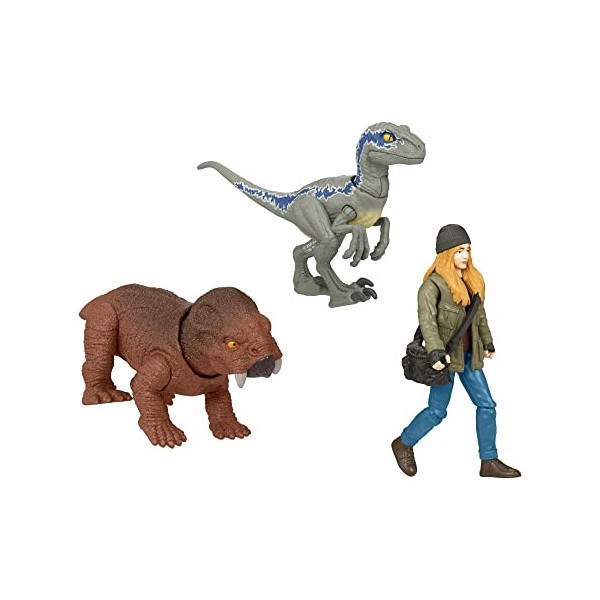 Jurassic World Dominion Human & Dino Pack Maisie & Velociraptor Beta et accessoires, figurines authentiques, articulations mo