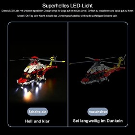 BrickBling Kit déclairage LED pour Lego 42145 Technic Airbus H175 Rescue Helicopter, Kit déclairage LED pour Lego Airbus H1