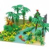 Feleph Jungle Blocs de Construction avec 2 Plaques de Base, Forêt Tropicale Daventures Briques Créatives avec Animaux, Plant