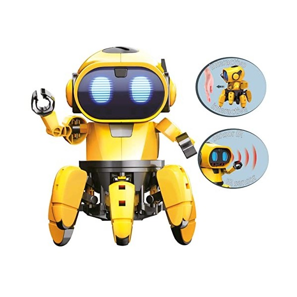 DEQUBE - Tobbie Robot Intelligent - Robot Smarty Reprogrammable et Multifonctionnel -Développez Vos Propres gestes et émotion