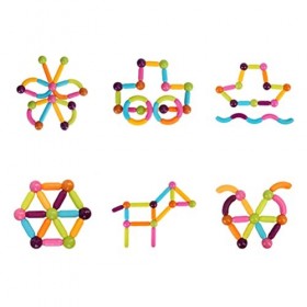 BSTCAR Lot de 44 blocs de construction magnétiques, balles et tiges, pour apprendre et développer les carreaux magnétiques po