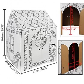 BELLE VOUS Maison en Carton à Colorier pour Enfants - 81 x 69,5 x 101 cm - Maison Carton a Colorier, Peindre & Gribouiller d’