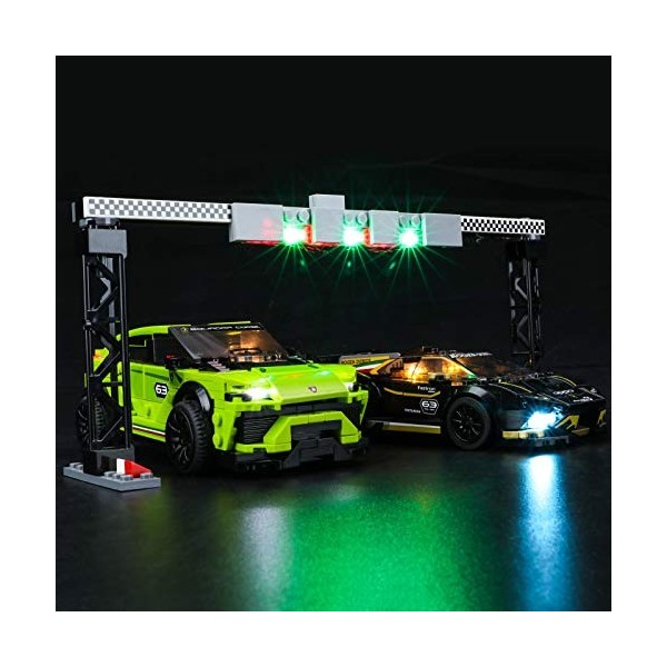 BRIKSMAX Kit d’éclairage à LED pour Lego Speed Champions Lamborghini Urus St-X & Lamborghini Huracán Super Trofeo Evo - Compa