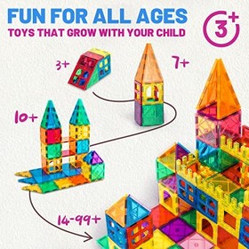 Lot de 60 blocs de construction magnétiques pour enfants - Jouets éducatifs pour garçons et filles de 3, 4, 5, 6, 7 ans