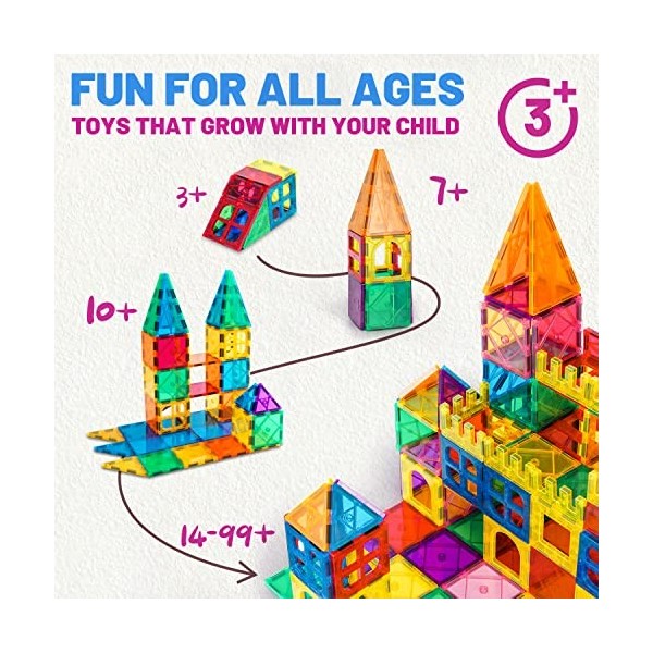 Lot de 60 blocs de construction magnétiques pour enfants - Jouets éducatifs pour garçons et filles de 3, 4, 5, 6, 7 ans