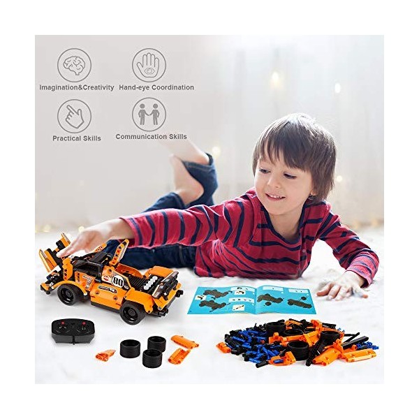 Vatos Jouets de Construction STEM 335 Pièces 2 en 1 Technique Voitures de Course RC Briques de Construction Télécommande Joue