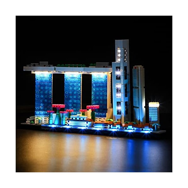 BRIKSMAX Kit d’éclairage à LED pour Lego Architecture Singapour- Compatible avec Lego 21057 Blocs de Construction Modèle- Pas
