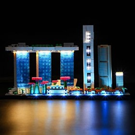 BRIKSMAX Kit d’éclairage à LED pour Lego Architecture Singapour- Compatible avec Lego 21057 Blocs de Construction Modèle- Pas