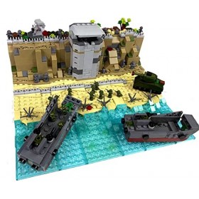 Modbrix Nano Soldiers Omaha Beach WW2 Diorama avec 24 soldats Nano 723 blocs de construction