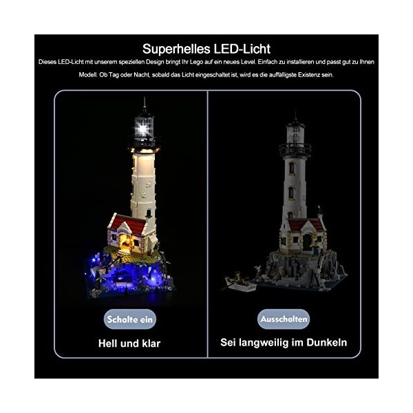 BrickBling Kit déclairage LED pour Phare motorisé Lego 21335, kit déclairage LED pour Phare motorisé Lego, Cadeau créatif 