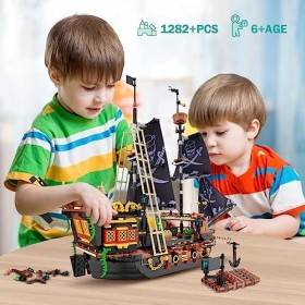 HOGOKIDS Lot de 1328 blocs de construction de bateau pirate - Mini blocs de construction - Bateau et bateau - Modèle de batea