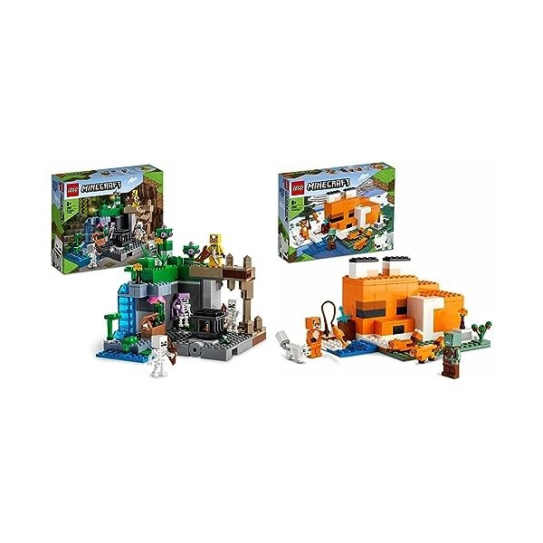 LEGO 21189 Minecraft Le Donjon du Squelette, Jouet Construction, Figurine Squelette & 21178 Minecraft Le Refuge du Renard, Jo