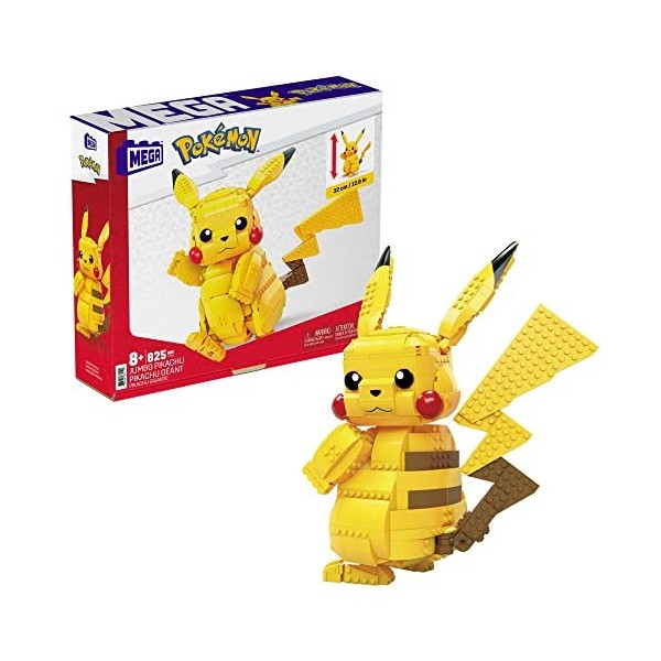 MEGA Pokémon Pikachu Géant 33 cm, jeu de construction, 825 pièces, pour enfant dès 8 ans, FVK81