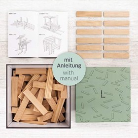 Laleni - Jeu De Construction en Bois 220 Planchettes en Bois – Planchettes en Bois – Blocs de Construction en Bois Naturel 