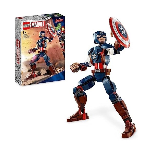 Lego Marvel Set : Lego 76258 Marvel Captain America Figurine de construction, super-héros + magazine Lego Marvel Avengers ave