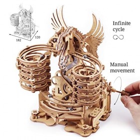 iDventure DIY Course de Billes Dragon en Bois - Сasse-tête mécanique 3D en Bois pour Adultes et Adolescents - Engrenage mécan