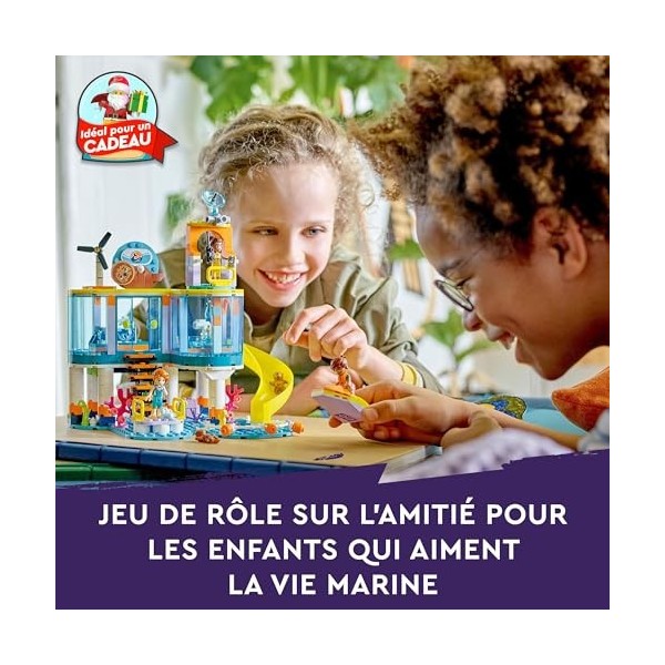 LEGO 41736 Friends Le Centre de Sauvetage en Mer, Jouet de Vétérinaire Animaux avec Figurines Loutre, Hippocampe et Tortue, J