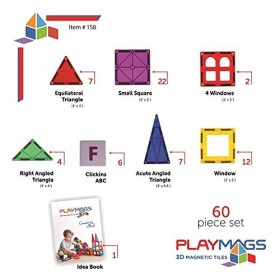 Playmags Ensemble classique de carreaux magnétiques 3D - 50 pièces