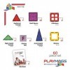 Playmags Construction Magnétiques 60 Pièces Starter Set - Aimants Durables Carreaux De Couleurs Vives Et Éclatantes - 6 ABC C