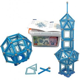 MerCie Blocs Construction magnétiques | 146 pcs: bâtons XL avec aimants puissants, tuiles et Socle + Boite de Rangement Solid