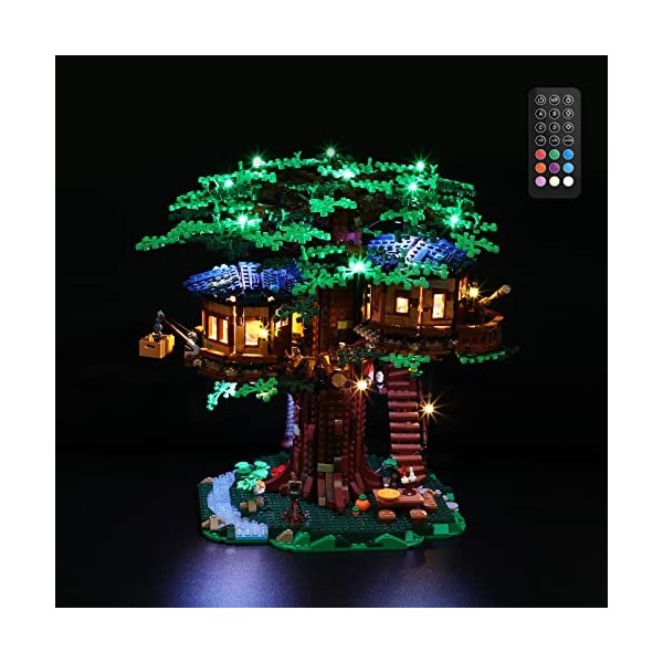 GEAMENT Jeu De Lumières Télécommande Compatible avec Lego La Cabane dans Larbre - Kit Déclairage LED pour Ideas 21318 Jeu