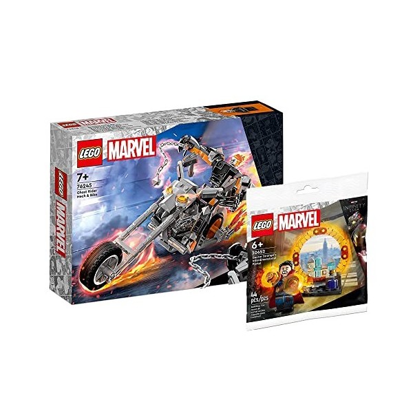Lego Marvel Set : Ghost Rider avec Mech & Bike, Super Hero Moto 76245 + Le portail de dimension de Doctor Strange 30652 