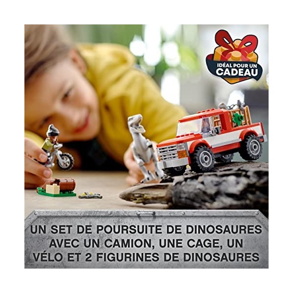 LEGO 76946 Jurassic World La Capture des Vélociraptors Beta et Blue: Jouet de Dinosaure avec Jeu de Voiture et Bébé Dino, Cad