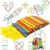 Straw Constructor Interlocking Plastic Enginnering Toys-Colorful Building Toys- Fun- Educational- Safe for Kids- Develops Mot