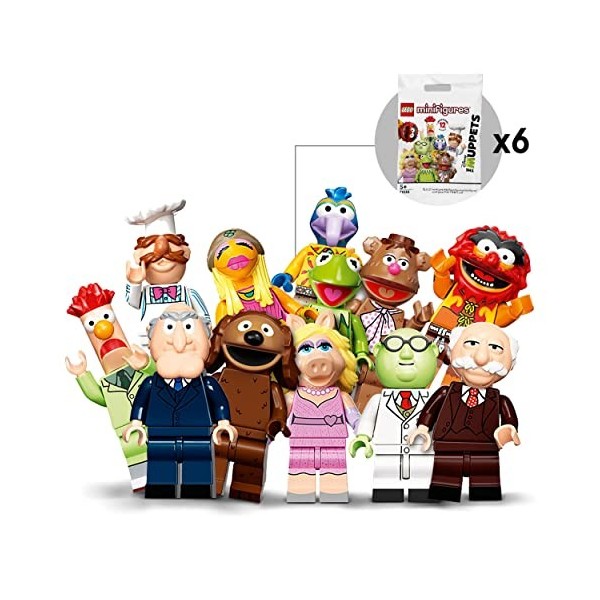 LEGO 71035 Minifigures Le Lot de 6 Muppets, Édition Limitée avec Elmo, Miss Piggy et Kermit la Grenouille, pour Enfants et Ad