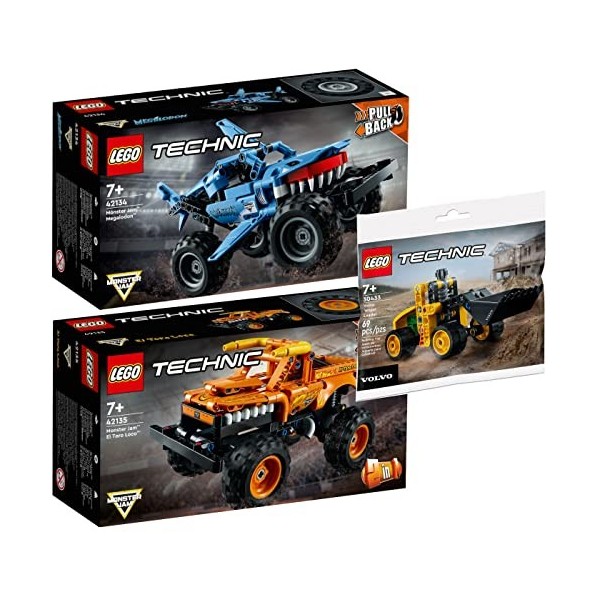 BRICKCOMPLETE Lego Technic 42134 Monster Jam Megalodon, 42135 Monster Jam EL Toro Loco & 30433 Roulement de roue
