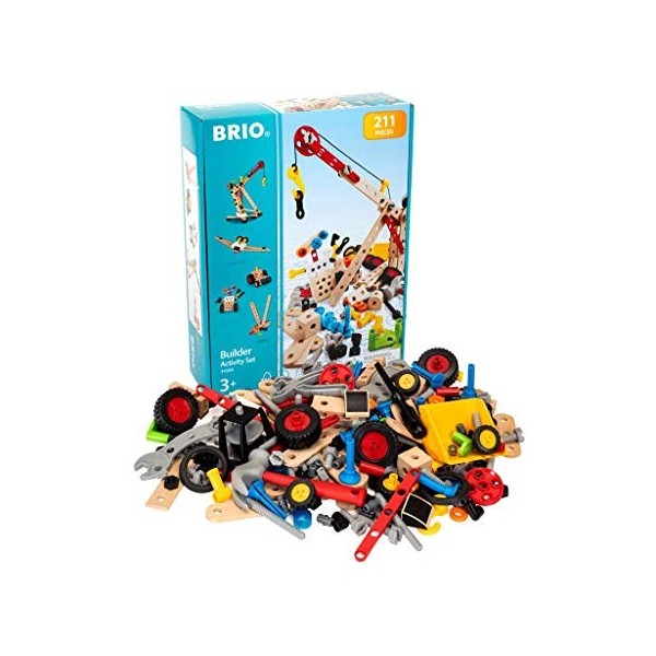 BRIO Builder - 34588 - Coffret Activité Builder - 211 pièces - Jeu de construction STEM - Sans pile - Créations libres ou gui