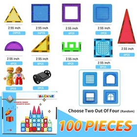 Magblock 100PCS Jeu de Cubes magnétiques Carreaux magnétiques pour Enfants, Jeu de Construction magnétique Jouets éducatifs C