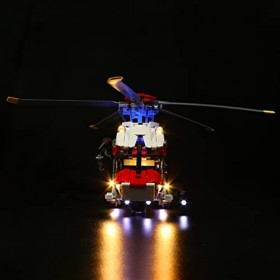 LocoLee Kit d’éclairage à LED pour Lego 42145 Technic L’Hélicoptère de Secours Airbus H175 Modèles Non Inclus ，Lumière Compa