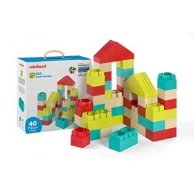 Miniland- Eco Super Kim Block 40 pièces, 32159, Multicolore