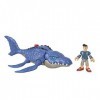 Imaginext Jurassic World Coffret figurines dinosaure Mosasaurus et Kenji inspirées de « La colo du Crétacé », jouet pour enfa