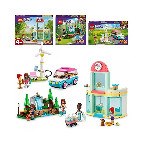 LEGO Friends 665199 – 3 en 1 lot comprenant : 41695 Pet Clinic Vet Set 41443 Olivias Electric Car Toy Vehicle + 41677 Forest